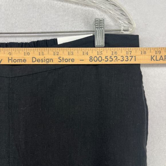 CHICOS Pants 2.5 14 Linen Crop Straight Leg Eyelet Hem Elastic Waist Black NEW - Picture 12 of 16